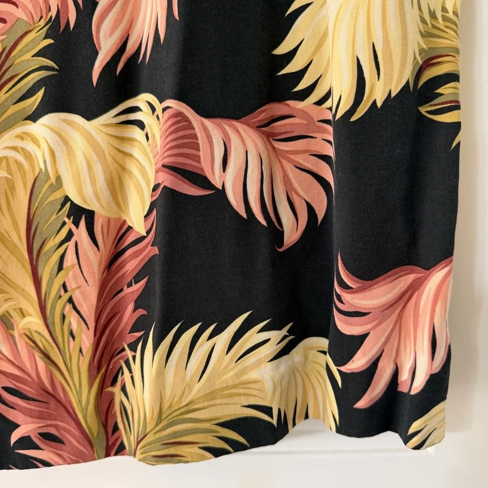 Reyn Spooner Vintage 90’s Hawaiian Black Dress Palm Leaf Casual Resort